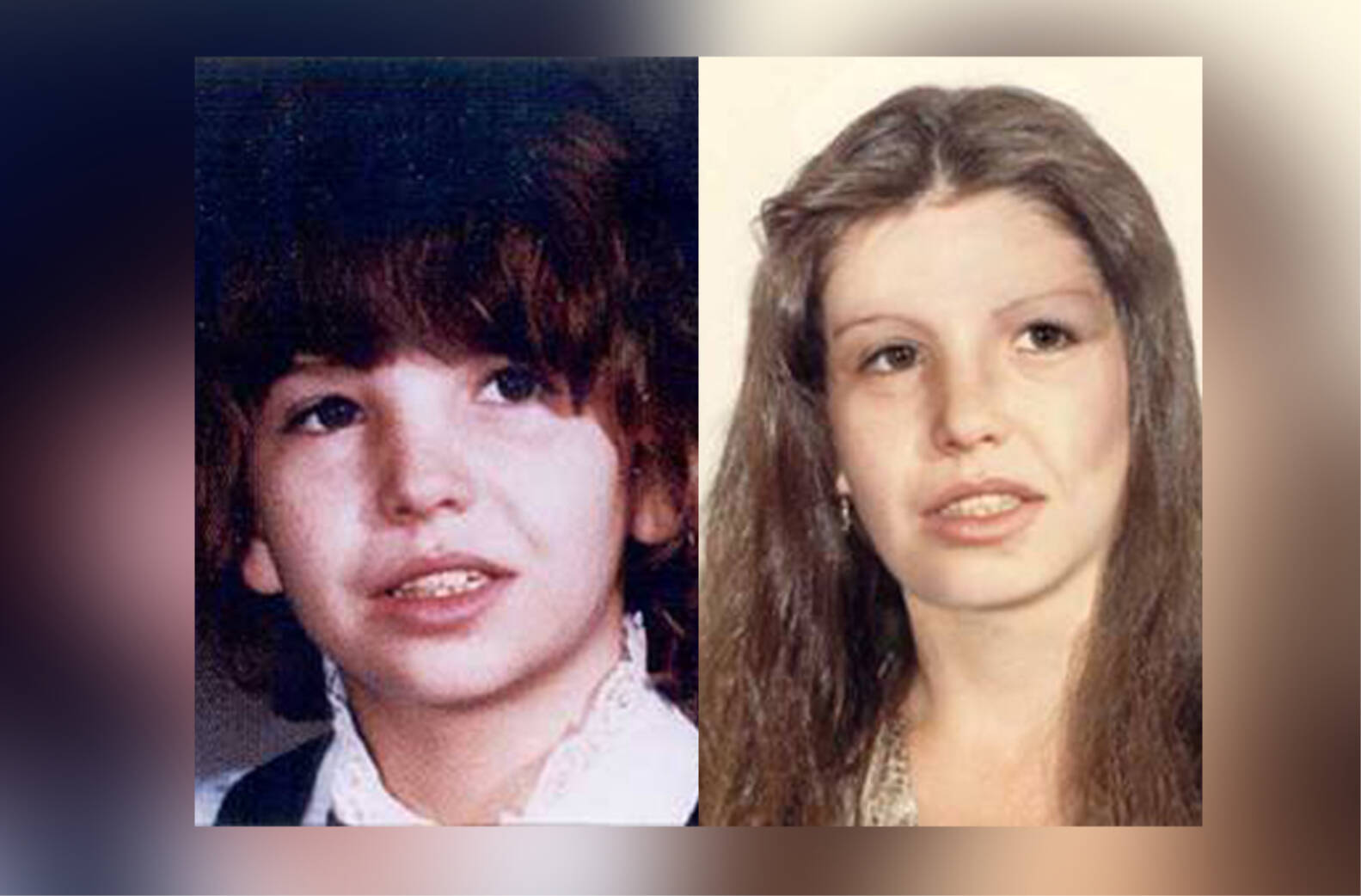 Joanne Pederson as she looked when she disappeared in 1983 (left) and how police suggested she might have looked as a 45-year-old woman in 2018 (right).