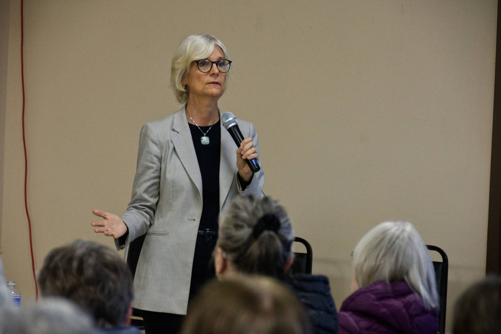 BC Seniors Advocate Isobel Mackenzie presents to senior citizens and local residents during a Town Hall at the Senior Centre in Cranbrook. Trevor Crawley photo.