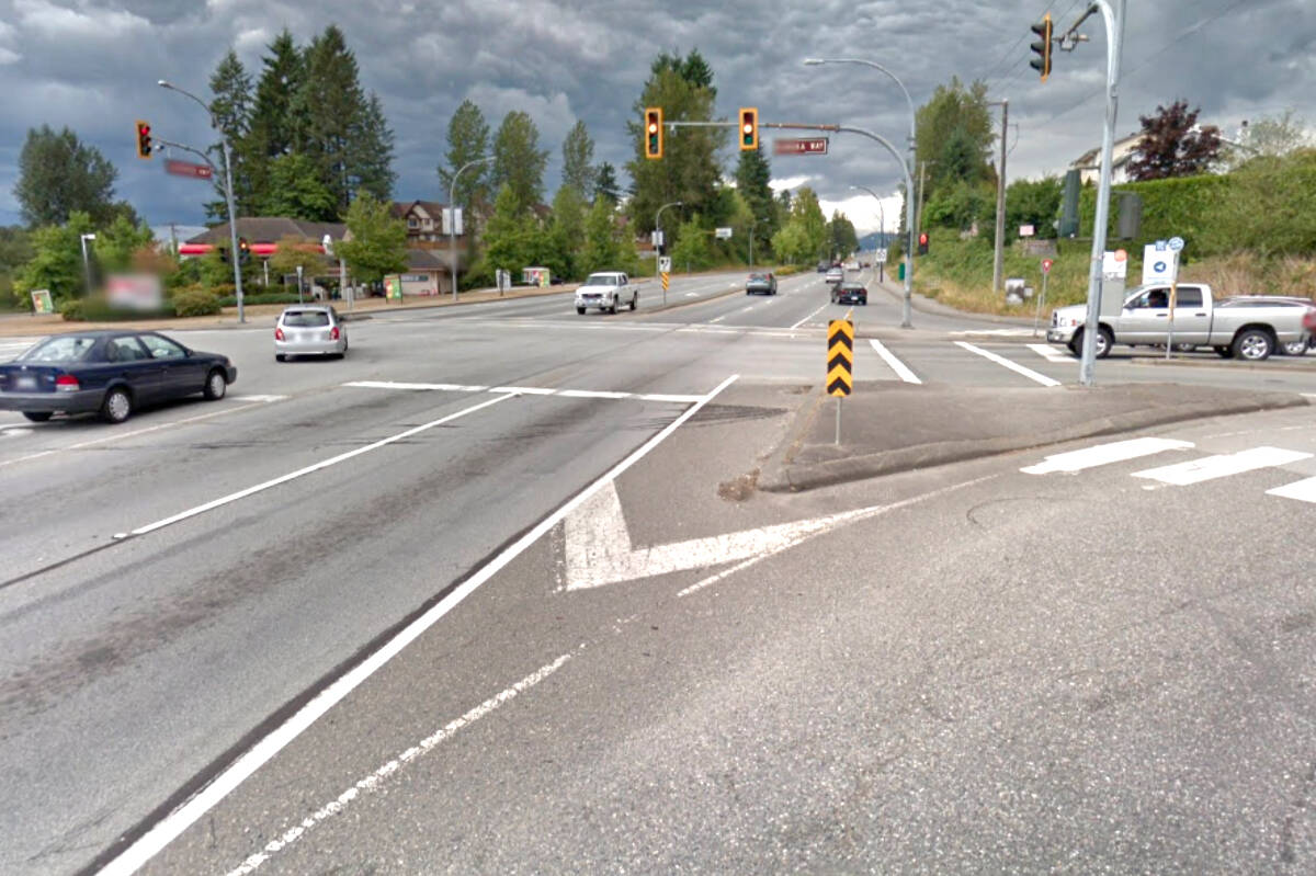 The traffic incident occurred at the intersection of Lougheed Highway and Kanaka Way on Thursday, Feb. 2. (Google Maps)