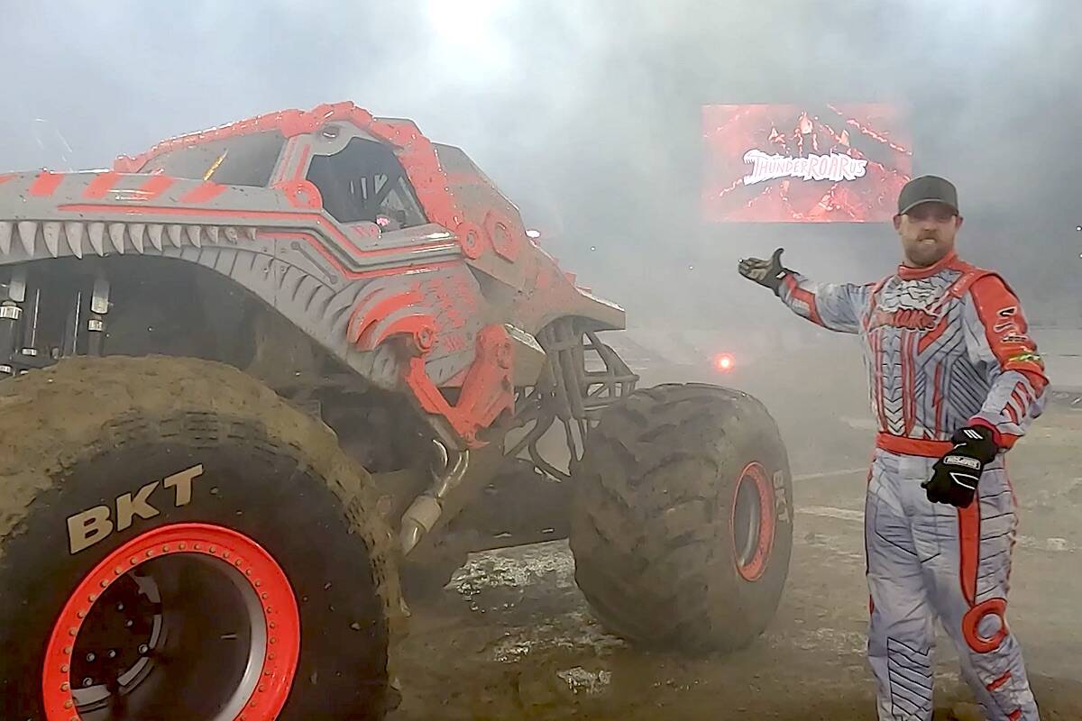 Monster Jam driver Colt Stephens with his new ThunderROARus in a video about the creation of the monster truck.