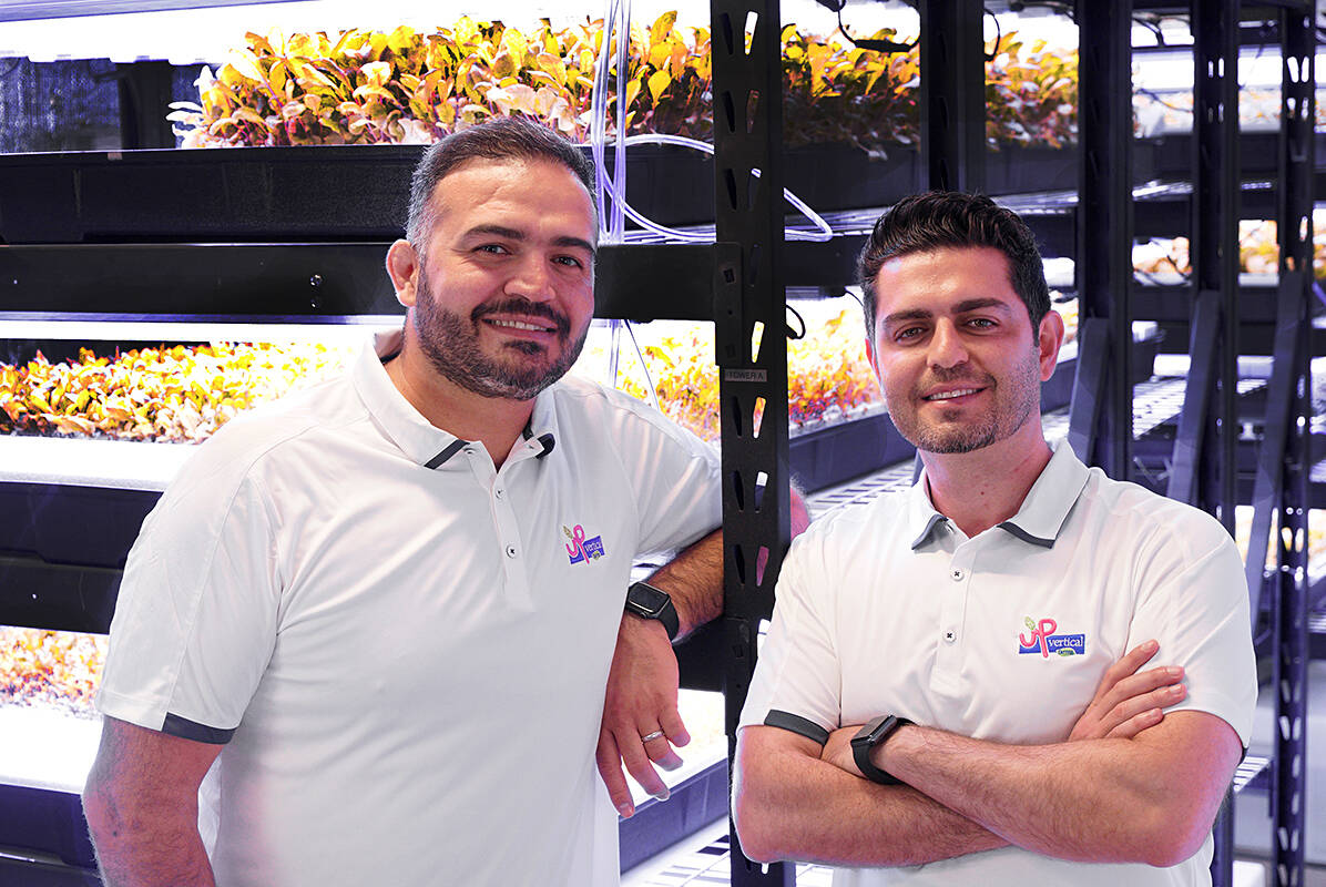 Shahram Rashti (left) and Bahram Rashti (right) of UP Vertical Farms just unveiled Canada’s first hands-free vertical farming facility. (Special to The News)