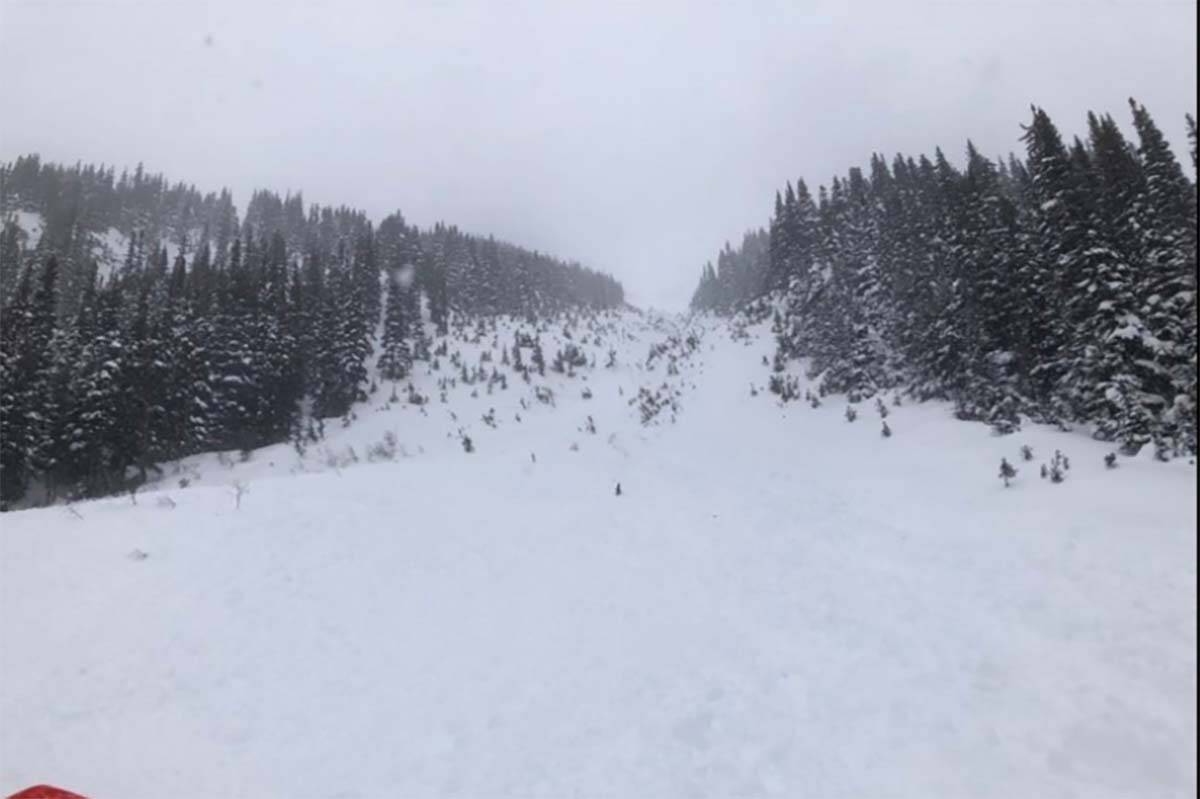 An image taken Saturday (March 4) at the Cayoosh Pass near Pemberton shows an avalanche that came down and buried one skier. They were dug out by companions and airlifted out. (Avalanche Canada)