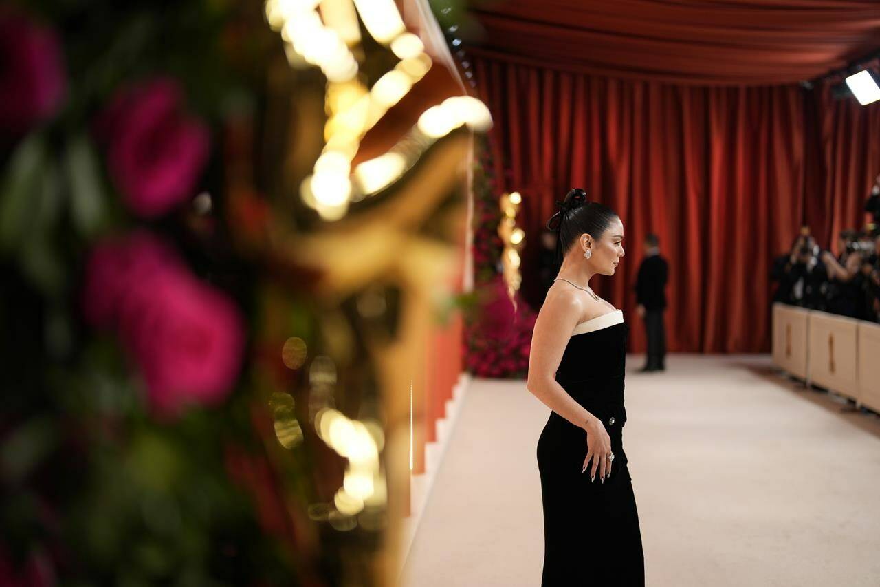 Vanessa Hudgens arrives at the Oscars on Sunday, March 12, 2023, at the Dolby Theatre in Los Angeles. (AP Photo/John Locher)