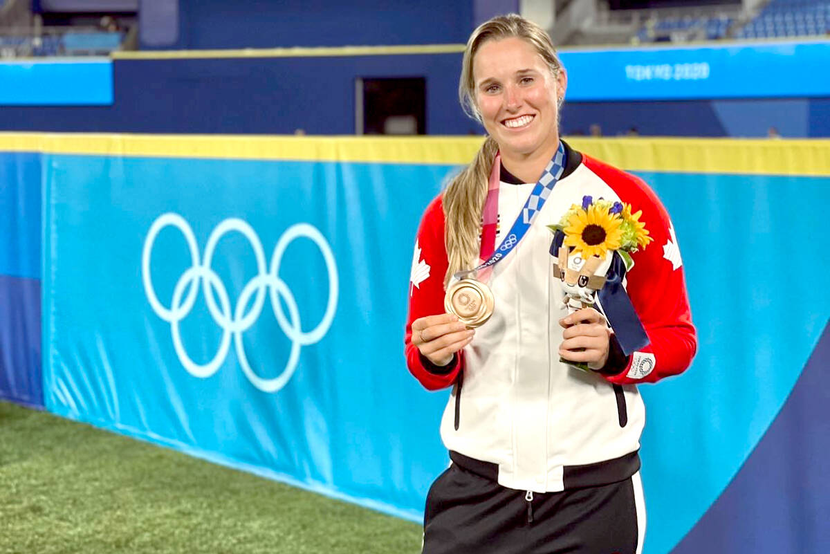 Larissa Franklin won a bronze medal in women’s softball at the 2020 Olympics in Tokyo as part of Team Canada. (Larissa Franklin/Special to The News)