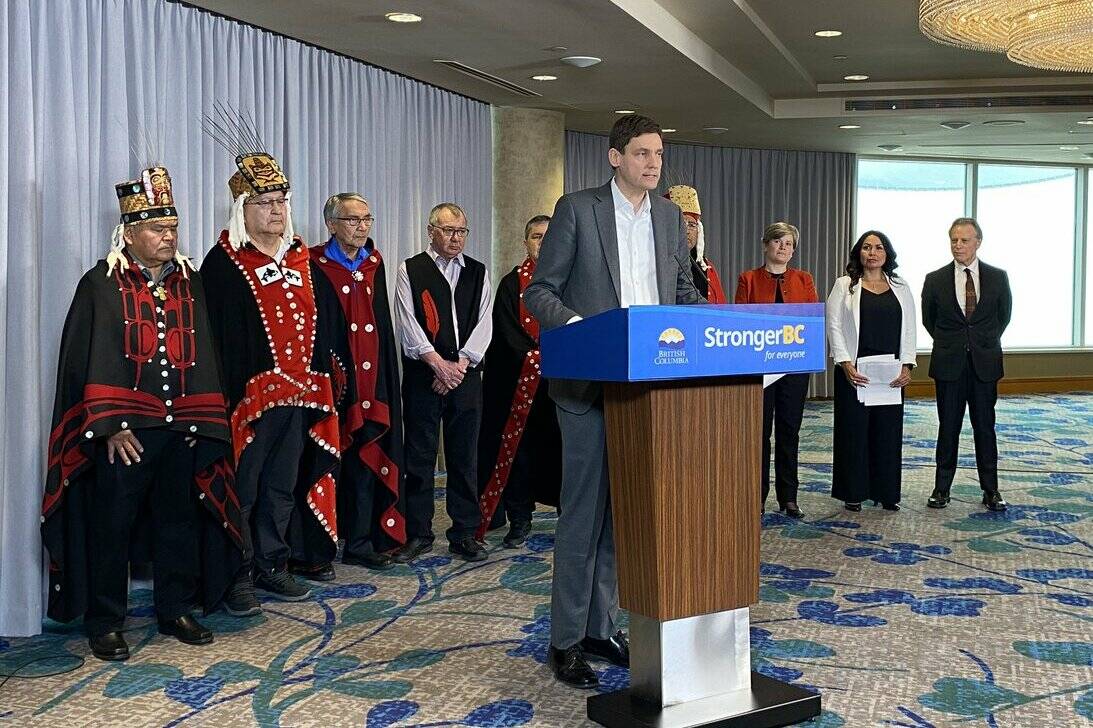 Premier David Eby in Vancouver on March 14, 2023, announcing new framework for future oil and gas projects in B.C. (Jane Skrypnek/Black Press Media)