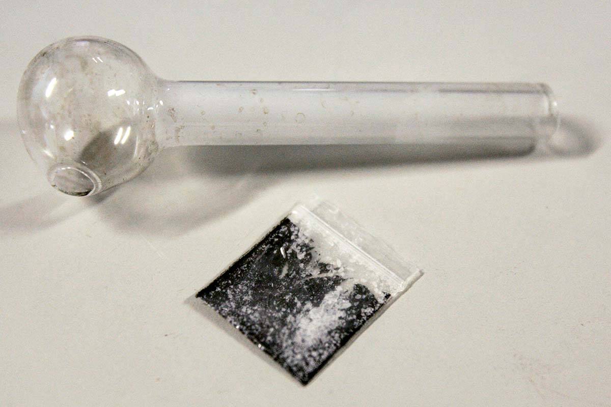 A pouch containing crystalized methamphetamine and a homemade pipe are shown March 21, 2006. In December 2022, a dog was seized from its owner in Vancouver because of regular exposure to drugs, including crystal meth. (AP Photo/Matt York, File)