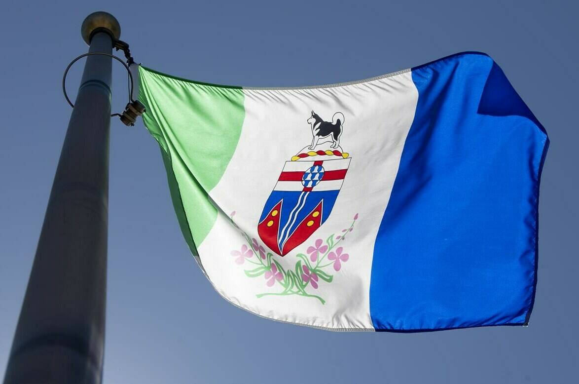 The Yukon provincial flag flies on a flagpole in Ottawa, Monday July 6, 2020. A Yukon First Nation has declared a state of emergency related to the opioid crisis, calling it an “emergency that is terrorizing the public.” THE CANADIAN PRESS/Adrian Wyld