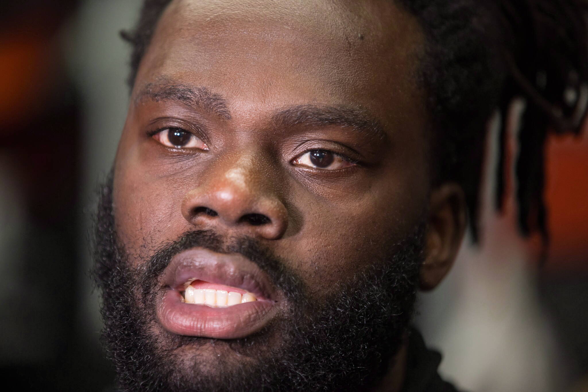 B.C. Lions linebacker Solomon Elimimian speaks to reporters after an end of season meeting at the CFL football team’s practice facility, in Surrey, B.C., on Tuesday November 13, 2018. THE CANADIAN PRESS/Darryl Dyck