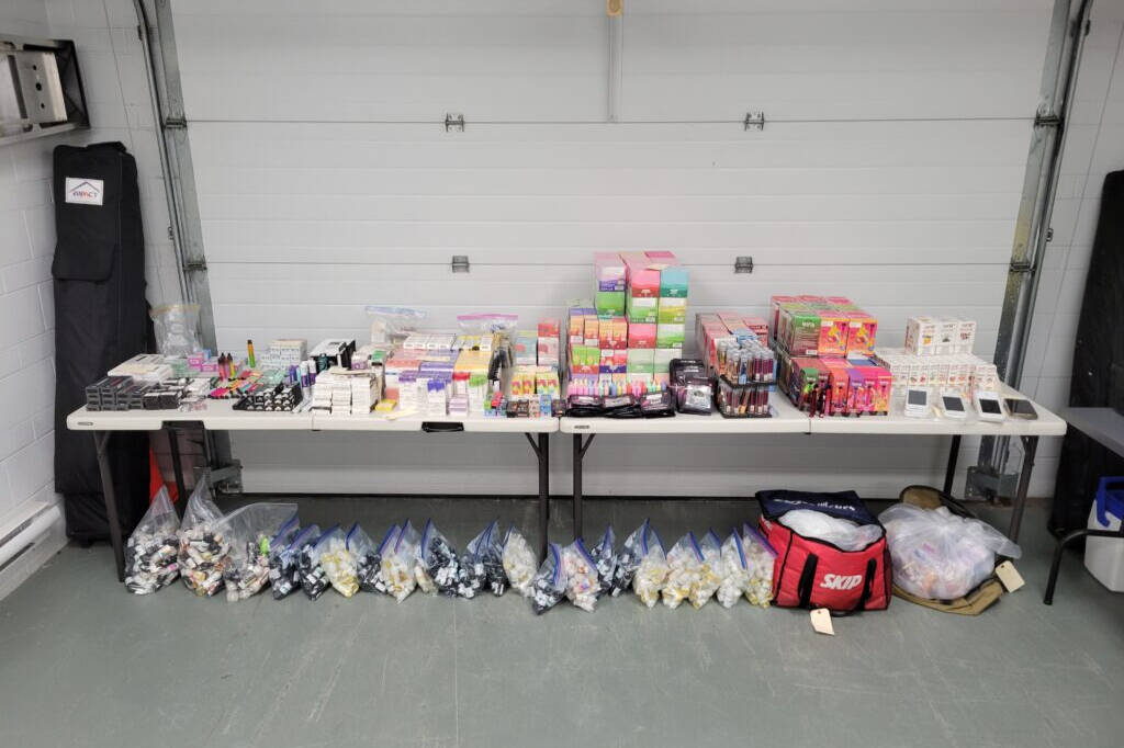 Police seized more than $100,000 in vaping products being sold to youth at local schools after executing a search warrant at a Saanich business Friday (March 6). (Courtesy Saanich Police Department)