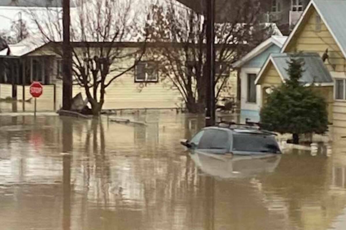 Rhonda Caron posted this photo to Facebook of the flooding in Princeton on Monday, Nov. 15, 2021. Over 290 homes were evacuated in Princeton and the entire town of 7,000 residents of Merritt have been evacuated from flooding. (Facebook)