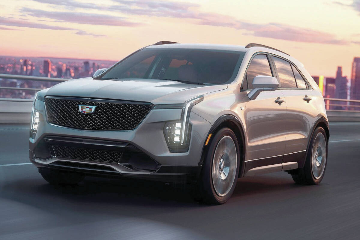 The updated 2024 Cadillac XT4 gets new front styling and a 33-inch (84-centimetre) curved display to replace the current eight-inch screen. PHOTO: CADILLAC