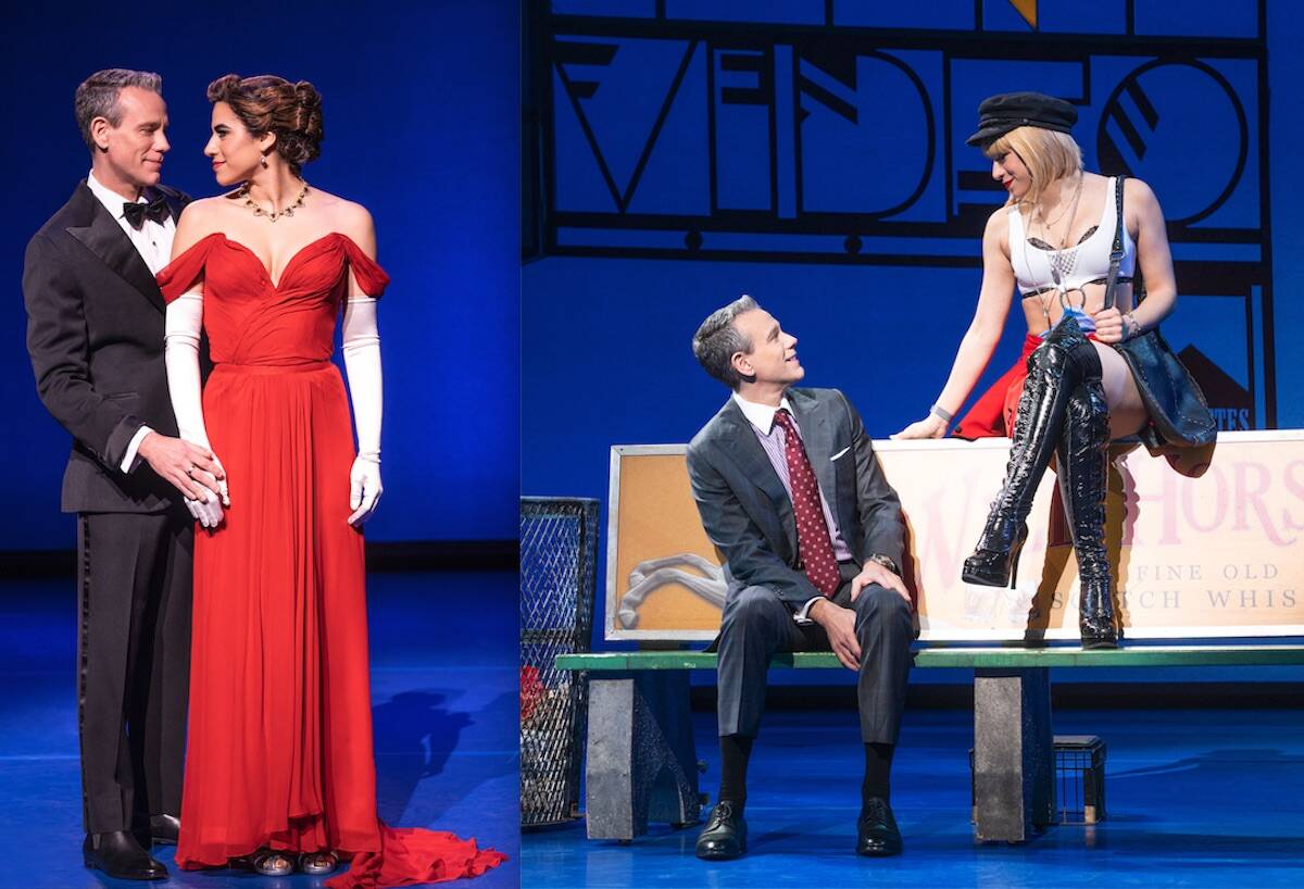 Two scenes from “Pretty Women: The Musical” and four costumes worn by Adam Pascal and Jessie Davidson in the Broadway Across Canada production. (Photo: Matthew Murphy for MurphyMade)