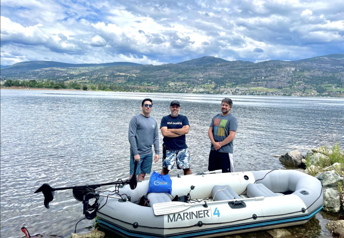 Three Vancouver residents Daniel Ferrer, Bruno James and Henry Reis are being hailed for their bravery in rescuing a man from drowning on Skaha Lake last June. (Submitted)