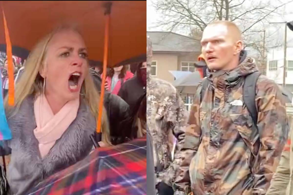 The Vancouver Police Department has released photos of two suspects believed to have been involved in assaults during a trans-rights rally in Vancouver on Friday (March 31). (Photos courtesy of VPD)
