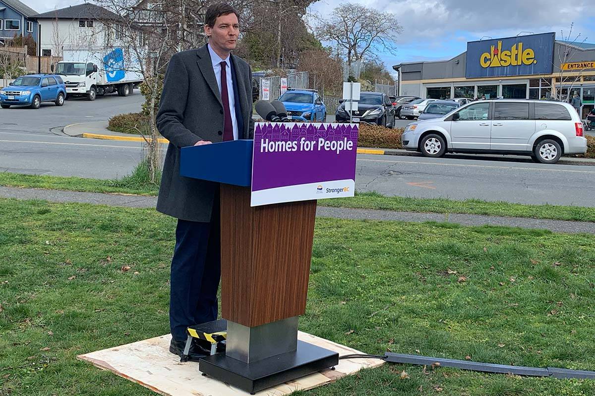 Premier David Eby’s Homes for People plan announced Monday is getting a range of reactions, with some calling it ambitious while others say it lacks details and is deceptive. (Wolf Depner/News Staff)