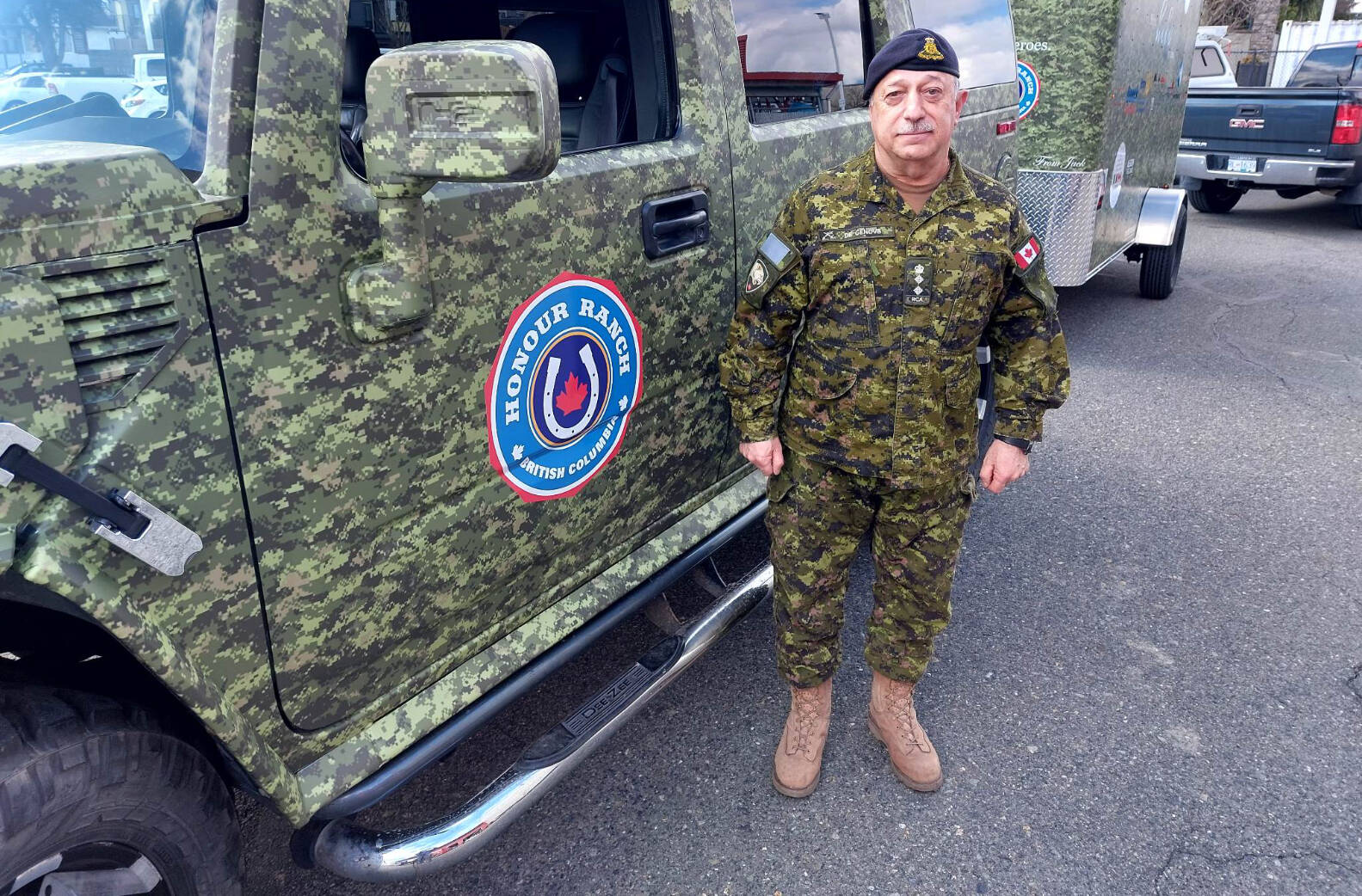 Col. Al De Genova is taking the Tour of Honour Humvee across B.C. and as far north as the Yukon Territory, raising awareness and money for Honour House and Honour Ranch. (Eric J. Welsh/ The Progress)