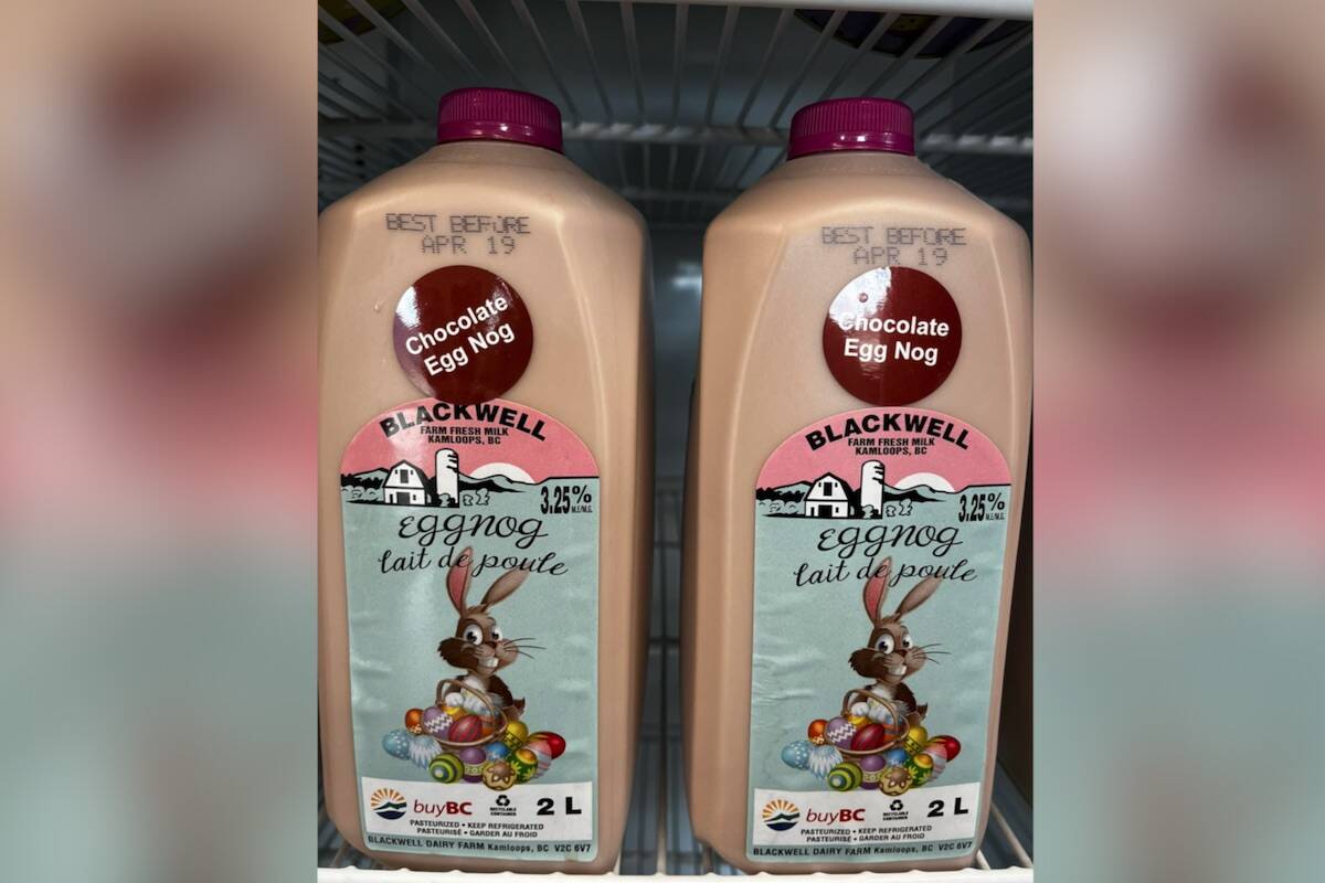 Blackwell Dairy Farm in Kamloops is selling chocolate egg nog for Easter. (Blackwell Dairy Farm/Facebook)