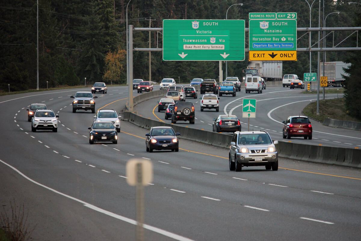 Highway 19 and Ware Road in Lantzville. Travelling in the left lane of a highway at the same rate of speed or slower than the right lane can result in a $167 ticket. (Black Press Media file photo)