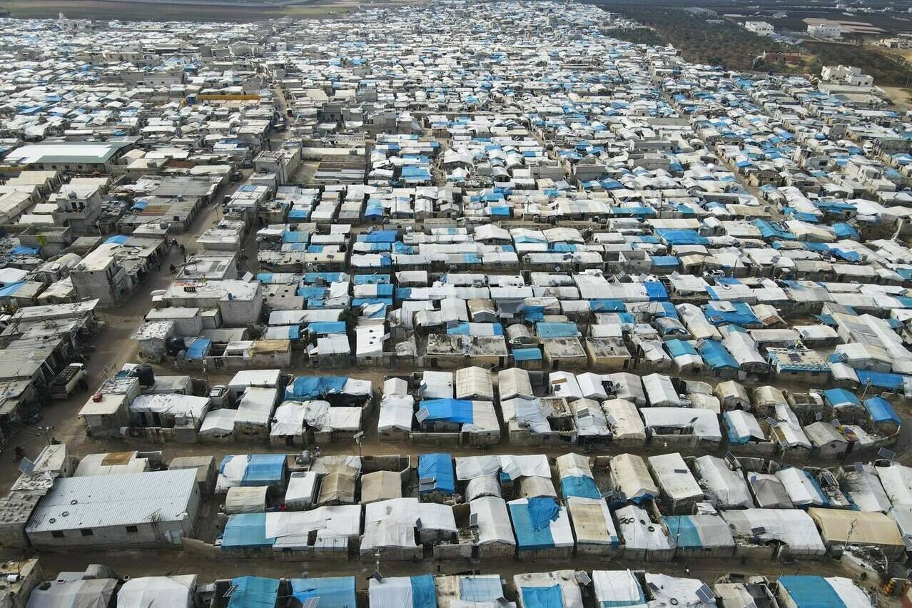 A general view of the Karama camp for internally displaced Syrians is shown, Monday, Feb. 14, 2022 by the village of Atma, Idlib province, Syria. THE CANADIAN PRESS/AP-Omar Albam
