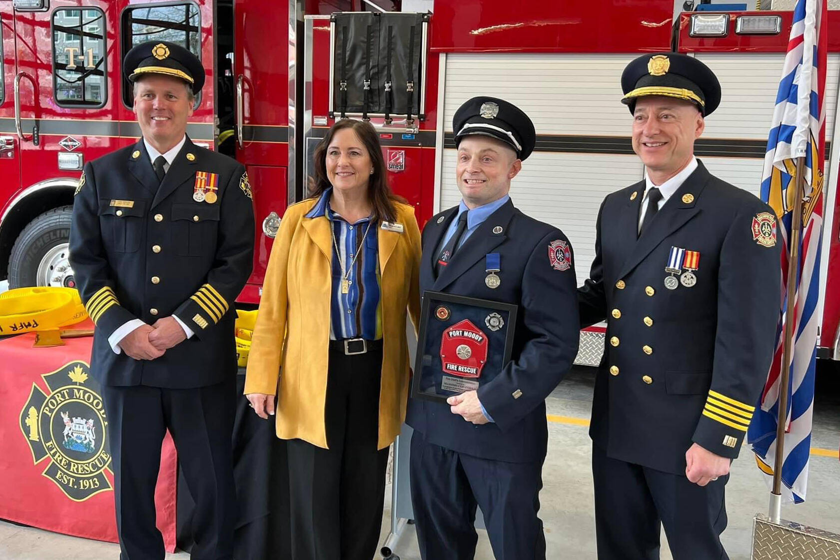 Port Moody Fire Rescue honoured Massimo Cerantola yesterday May 25 with a Medal of Merit. PortMoodyFireRescue@PortMoodyFR photo
