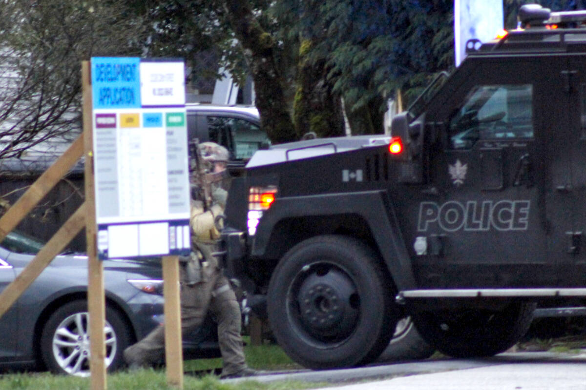 Ridge Meadows RCMP were called to a residence in the 12100-block of 228 Street on April 7 to deal with an active standoff situation. (Brandon Tucker/The News)