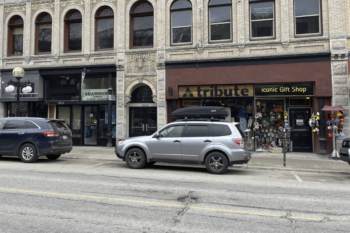 Alex Willness struck Allan Young with his skateboard at this spot on Nelson’s Baker Street on the night of July 16, 2020. A B.C. Supreme Court judge is weighing a manslaughter charge against Willness. Photo: Tyler Harper