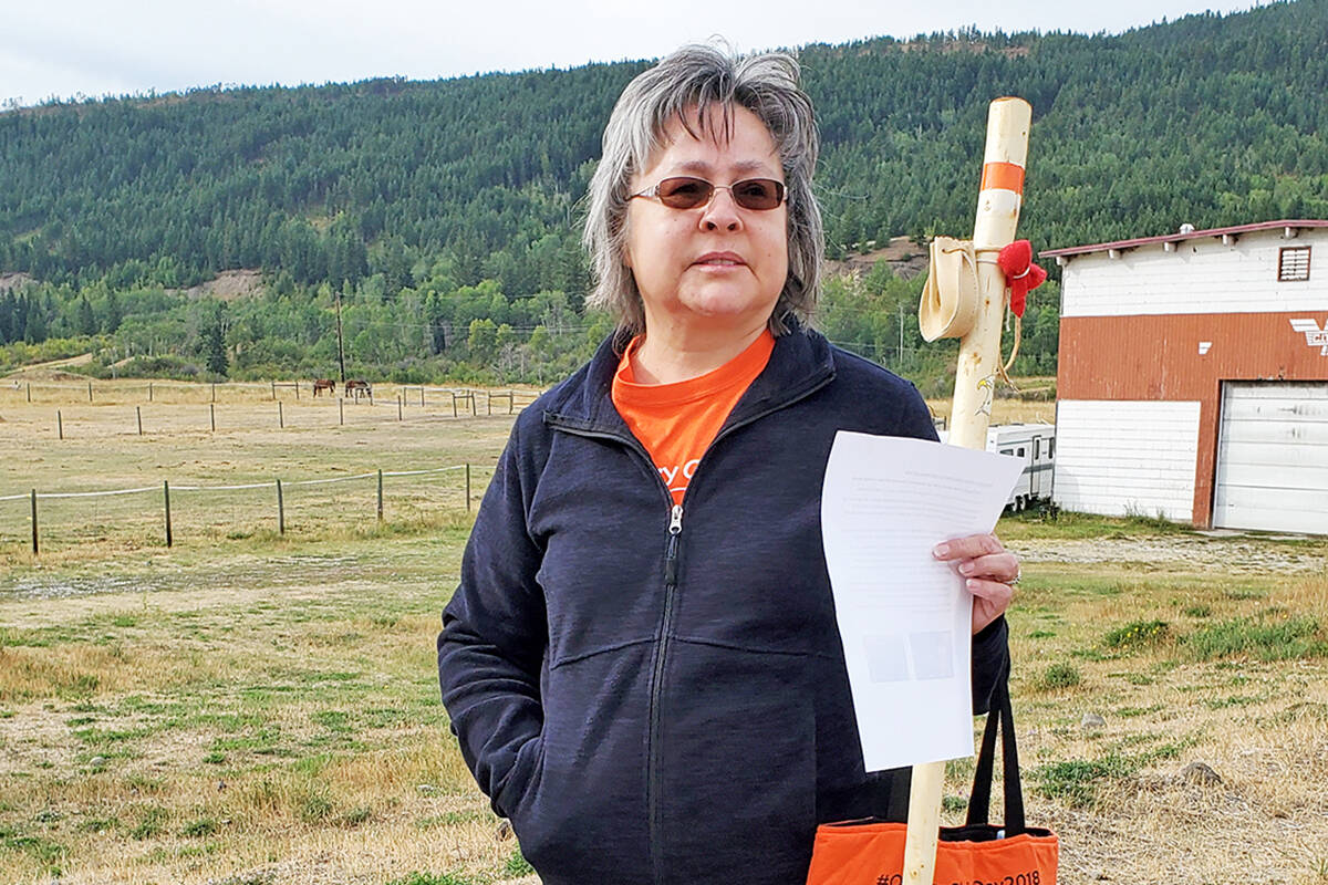 Orange Shirt Society founder Phyllis Webstad is seen here attending a ceremony to launch the ground search at the former St. Joseph’s Mission Residential School near Williams Lake on Aug. 30, 2021. The idea for Orange Shirt Day started in April 2013. Photo: Monica Lamb-Yorski