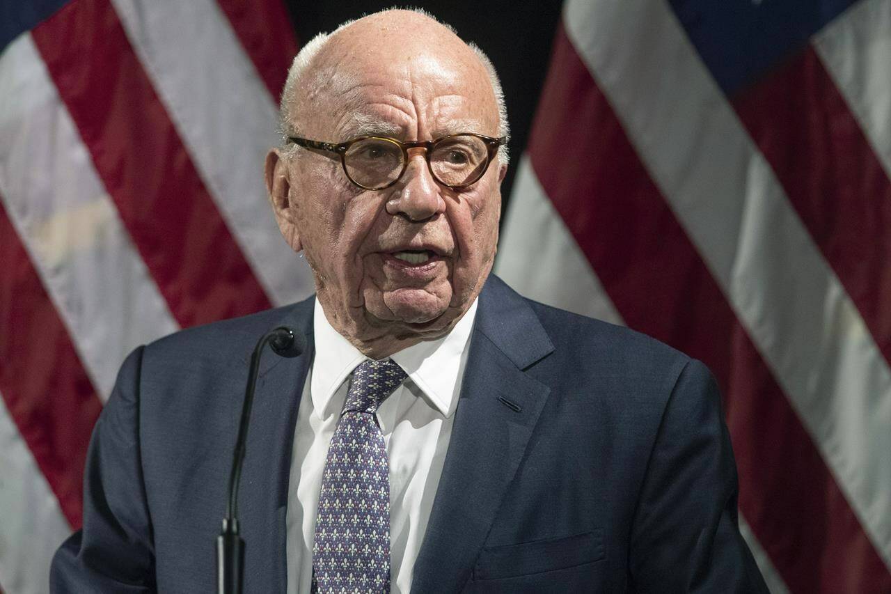 FILE - Rupert Murdoch introduces Secretary of State Mike Pompeo during the Herman Kahn Award Gala on Oct. 30, 2019, in New York. Attorneys defending Fox in a defamation case related to false claims about the 2020 election withheld critical information about the role company founder Murdoch played at Fox News, a revelation that angered the judge when it came up at a hearing Tuesday, April 11, 2023. (AP Photo/Mary Altaffer, File)