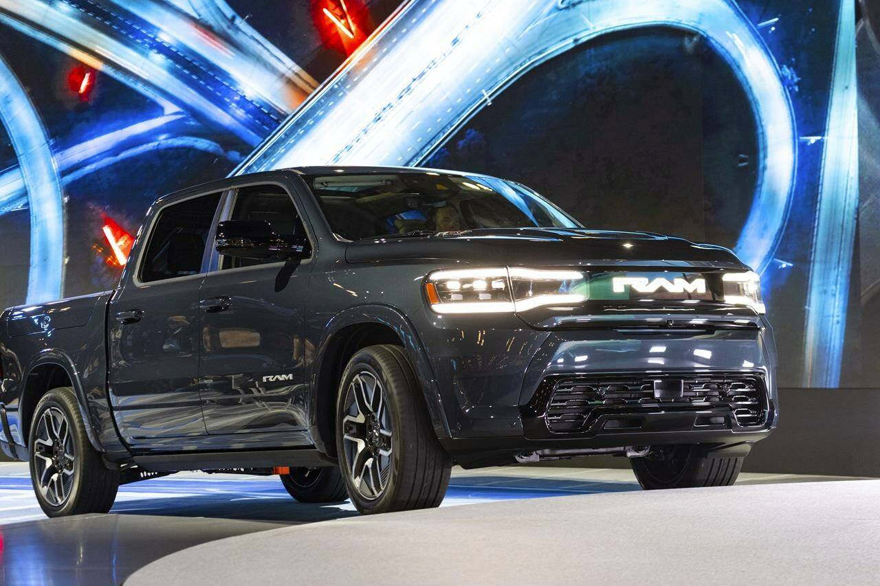 The REV Ram 1500 is introduced at the New York International Auto Show in New York April 5, 2023. (AP Photo/Craig Ruttle)