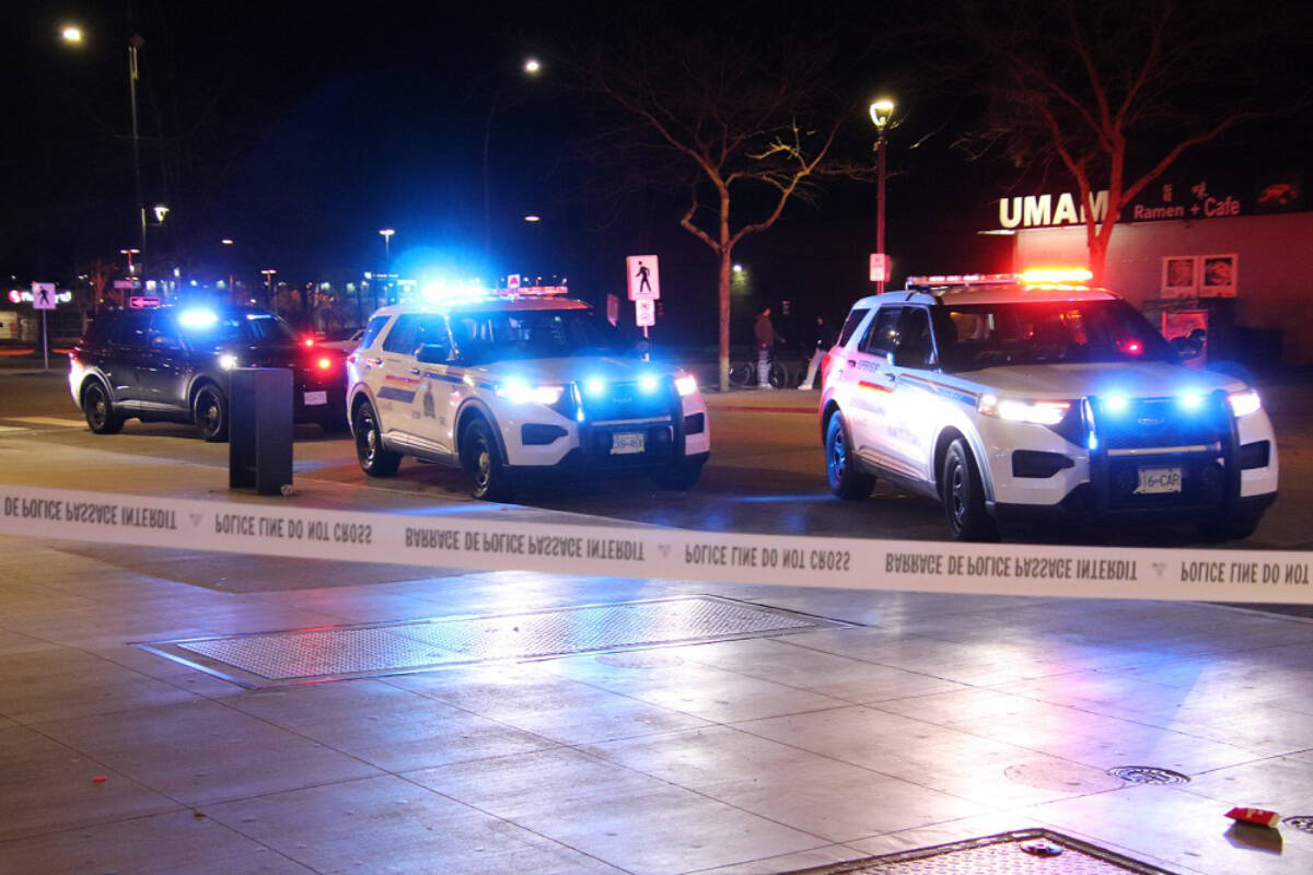 Police are investigating after a man was stabbed in the abdomen at Surrey Central SkyTrain Station in the early hours of April 15, 2023. (Photo: Shane MacKichan)