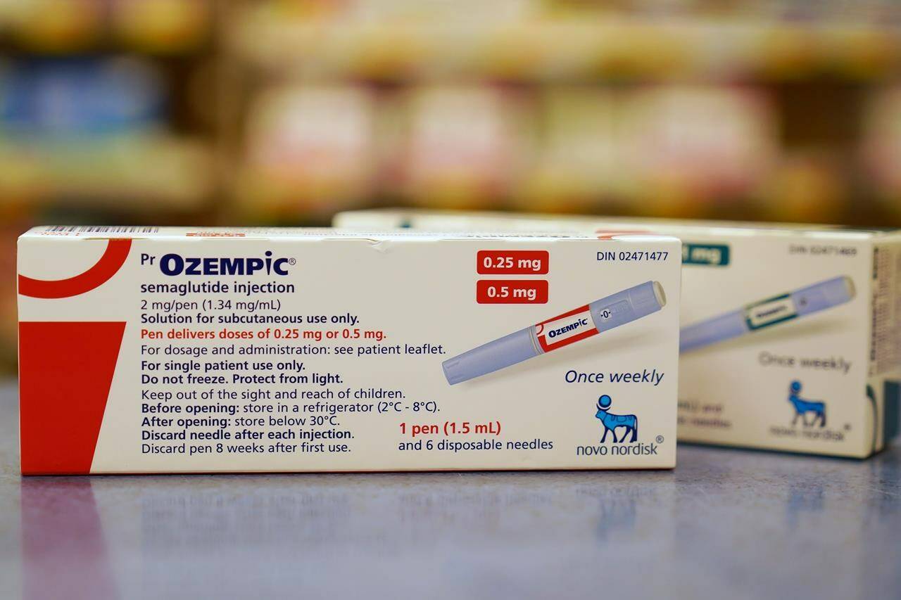 Diabetes drug Ozempic is shown at a pharmacy in Toronto on Wednesday, April 19, 2023. British Columbia is enacting a new regulation to ensure the province’s diabetes patients do not face a shortage of the drug widely known as Ozempic. THE CANADIAN PRESS/Joe O’Connal