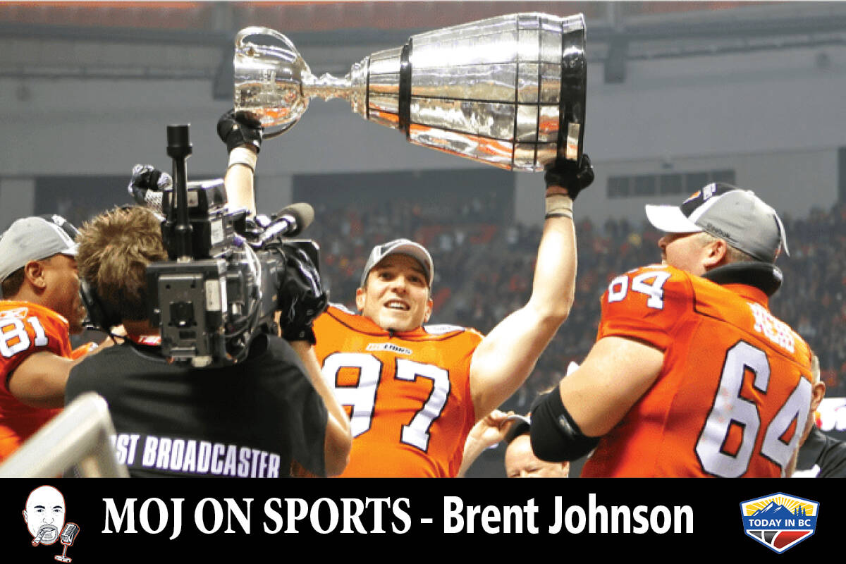 Brent Johnson after the 2011 Grey Cup win. (Canadian Football Hall of Fame photo)