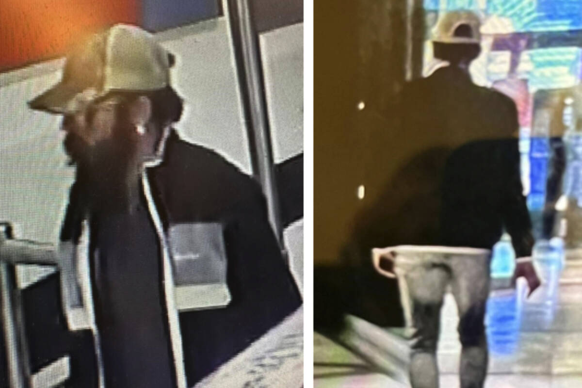 Burnaby RCMP is looking to identify a suspect accused of assaulting three people, including an 89-year-old woman, at Metrotown April 20, 2023. (Burnaby RCMP)