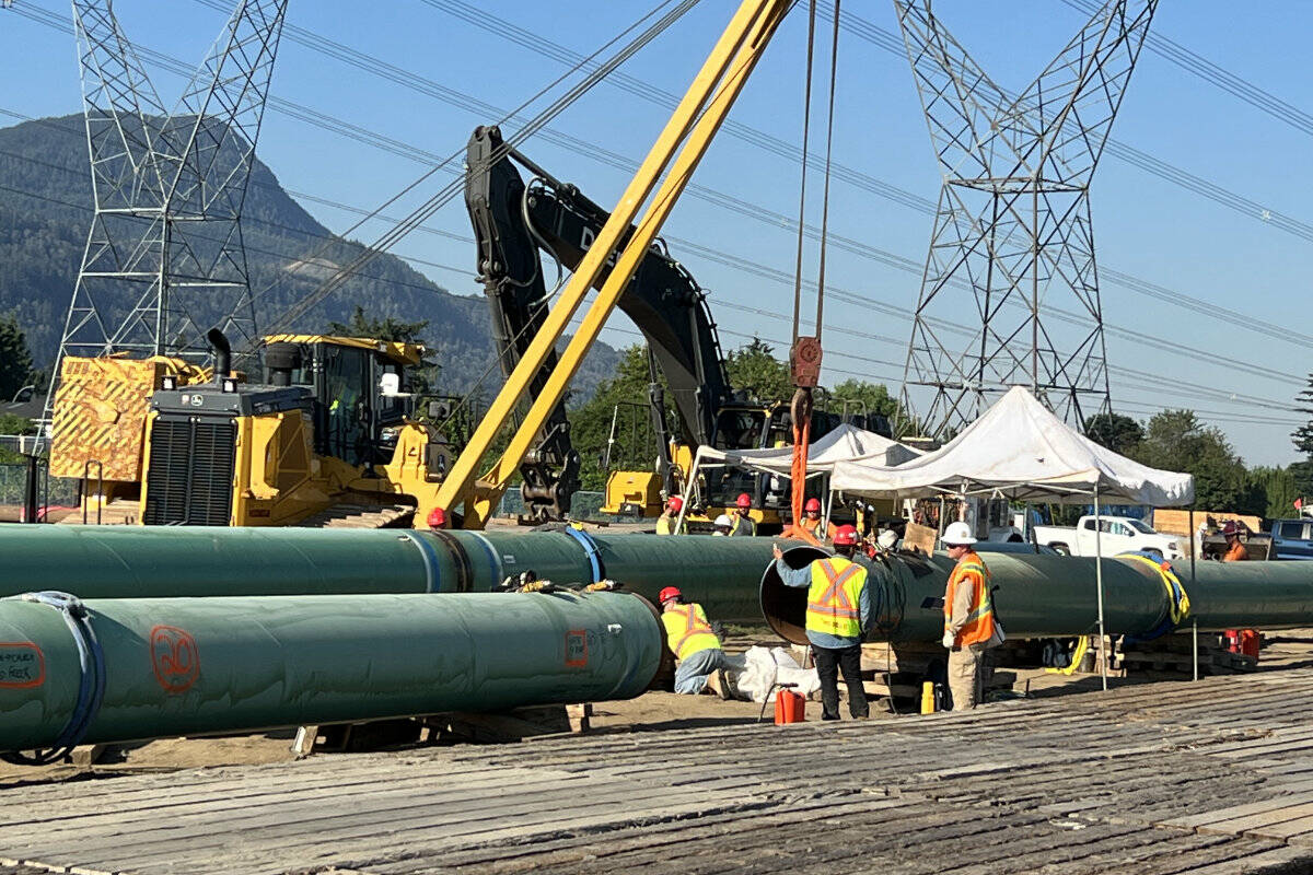 Trans Mountain Pipeline expansion project construction in the back field at Vedder Middle School in Chilliwack on July 29, 2022. (Paul Henderson/ Black Press Media)