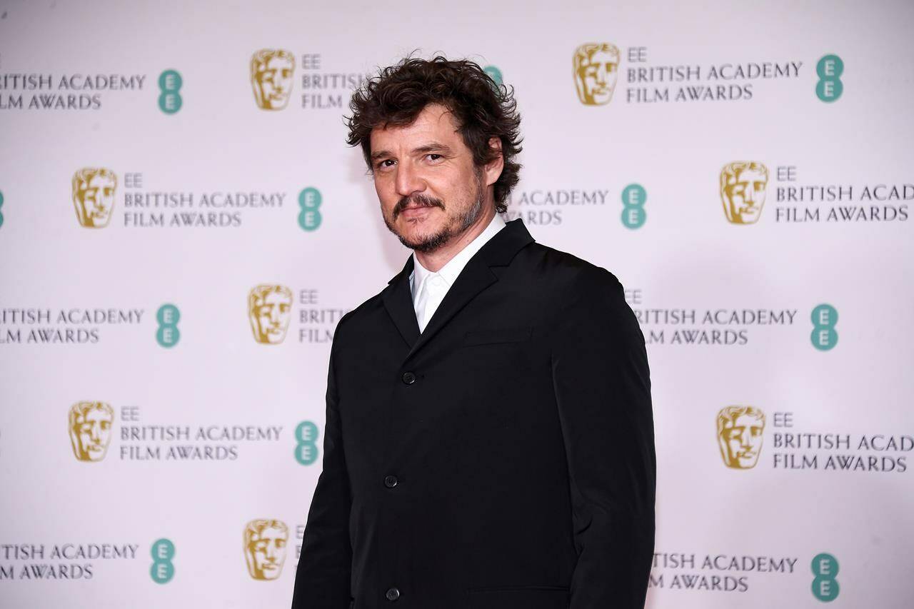 Actor Pedro Pascal poses for photographers upon arrival at the BAFTA Film Awards, in central London, Sunday, April 11 2021. Pascal hasn’t started filming in Vancouver yet on the second season of his smash HBO hit “The Last of Us,” but the city library is already matching him up with its branches. THE CANADIAN PRESS/AP-Alberto Pezzali