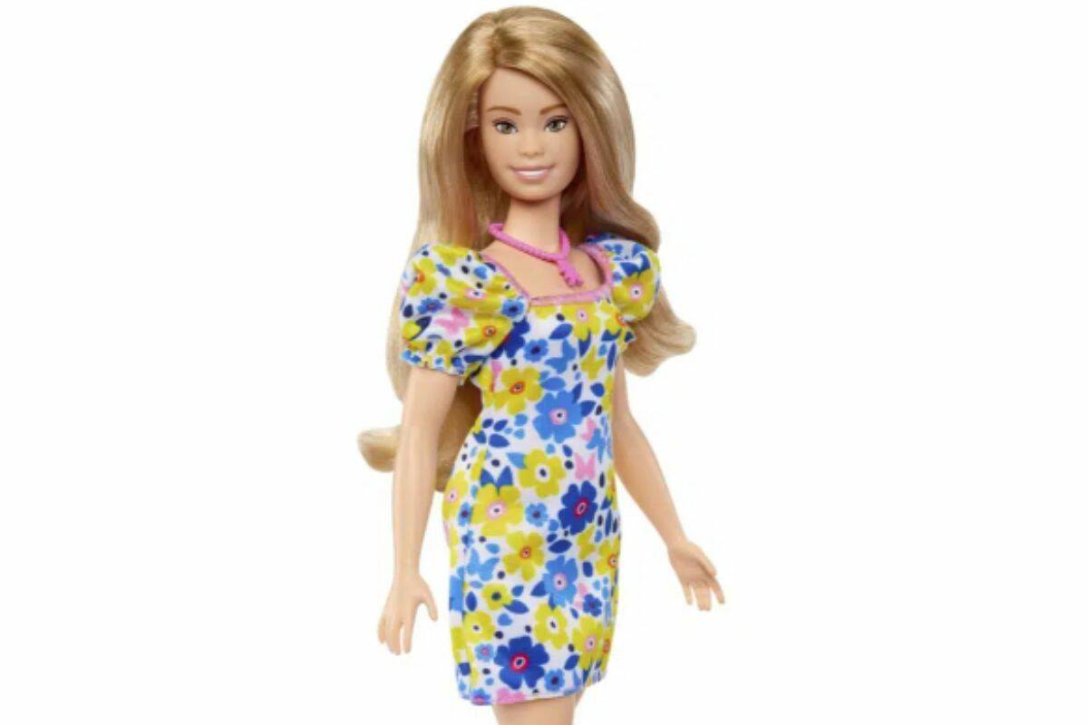 This image provided by Mattel, Inc., Tuesday, April 25, 2023, shows its first Barbie doll representing a person with Down syndrome. Mattel collaborated with the National Down Syndrome Society to create the Barbie and "ensure the doll accurately represents a person with Down syndrome," the company said. (Mattel, Inc. via AP)