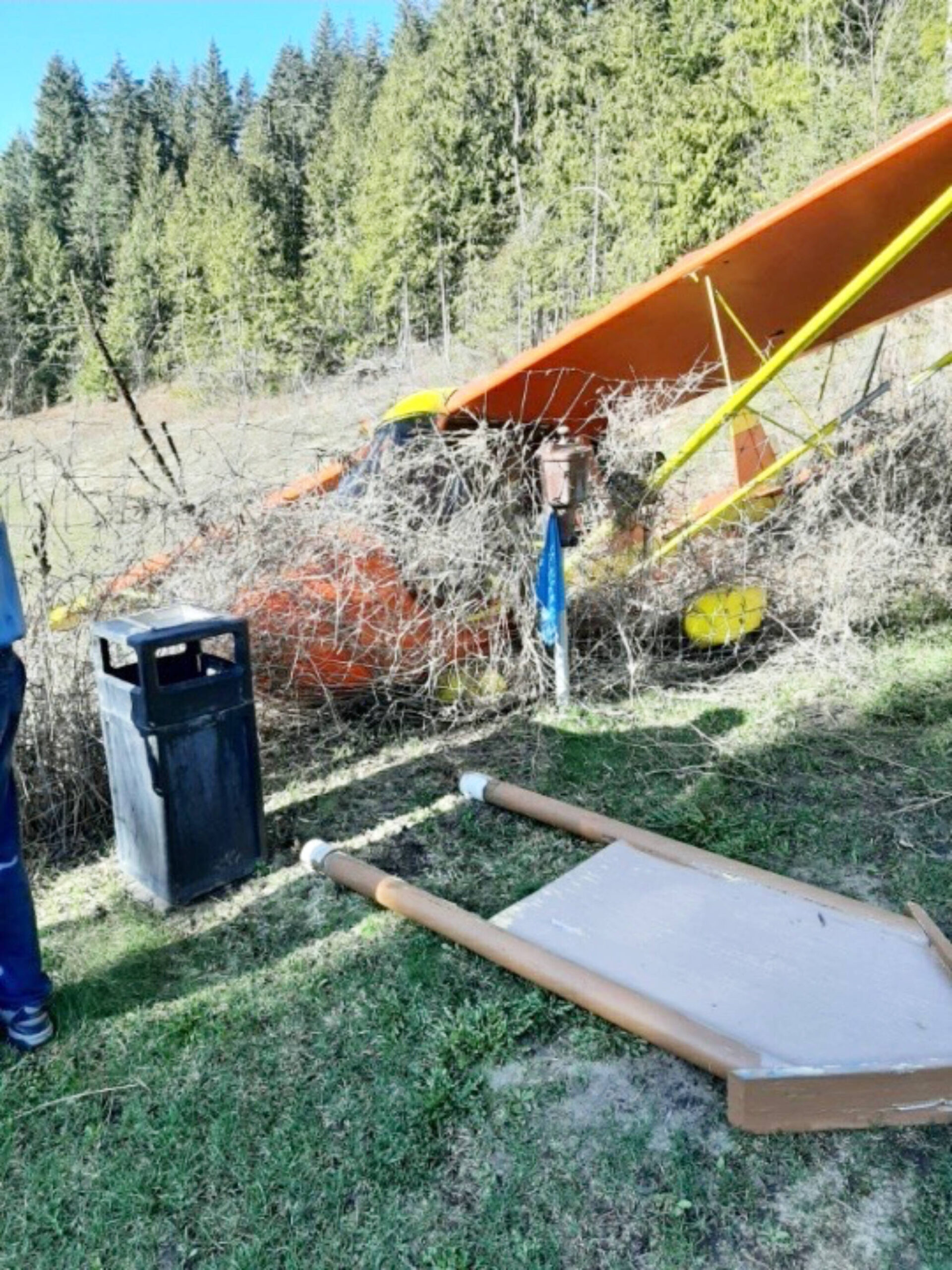 A plane crashed into a field near Club Shuswap Golf Course in Canoe during the morning of Friday, April 28. (Club Shuswap Golf and RV photo)