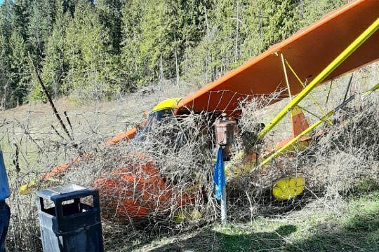 A plane crashed into a field near Club Shuswap Golf Course in Canoe during the morning of Friday, April 28. (Club Shuswap Golf and RV photo)
