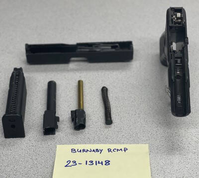 A group of teens got off with a warning when one was found with an imitation handgun inside Metrotown mall in Burnaby April 21, 2023, police said. (Burnaby RCMP)