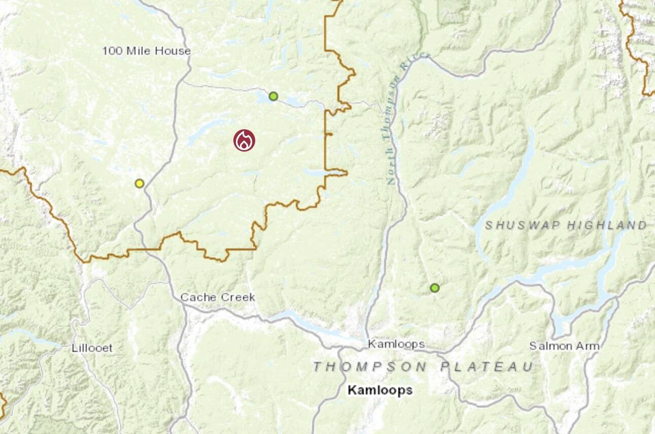 Lost Valley wildfire sparked on April 29, 2023. (BC Wildfire Service map)