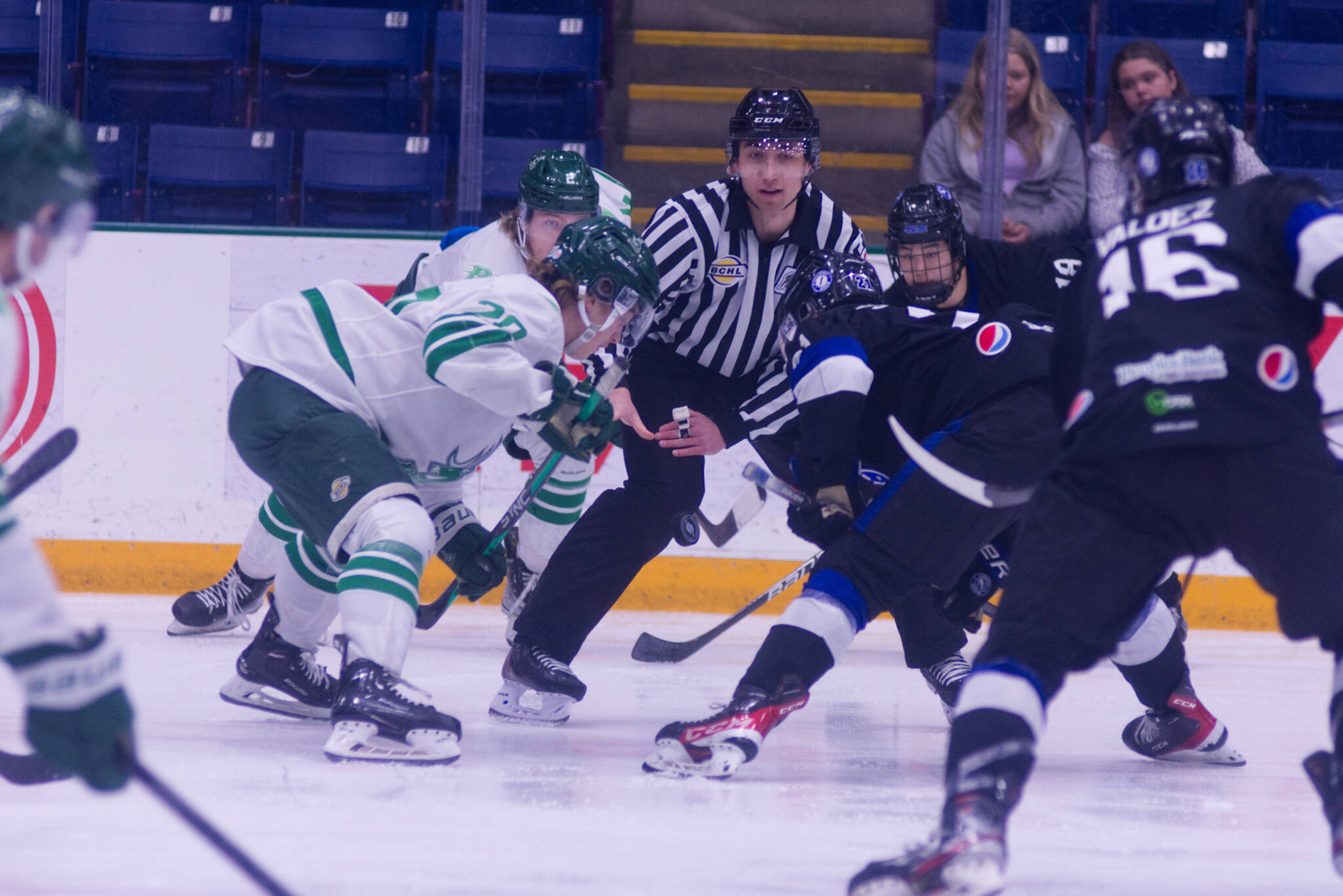 The Cranbrook Bucks fell 4-2 to the Wenatchee Wild on Wednesday night, and are now one game from elimination from the BCHL playoffs. Game 5 goes down on Friday at Western Financial Place in Cranbrook. Photo taken from Game 2 at Western Financial Place by Trevor Crawley.