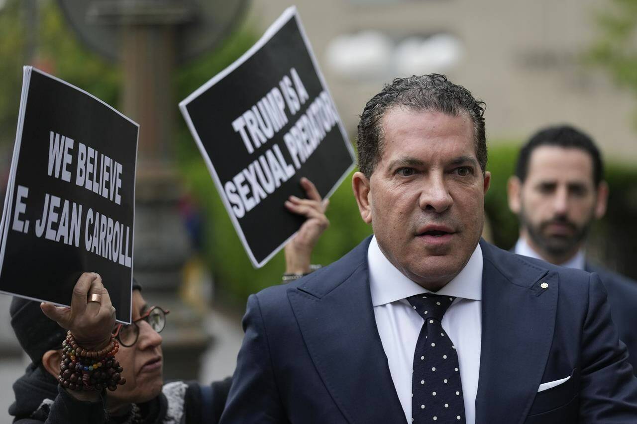 FILE - Attorney Joe Tacopina, a lawyer representing former President Donald Trump, arrives to federal court in New York, April 27, 2023. The lawyer for former President Donald Trump wants a mistrial in his client's rape case, saying the judge overseeing the proceedings has ruled in a biased manner against him. Tacopina's complaints were filed Monday, May 1, 2023 in Manhattan federal court. Tacopina complained that rulings by Judge Lewis A. Kaplan have been slanted in favor of writer E. Jean Carroll. (AP Photo/Seth Wenig, file)