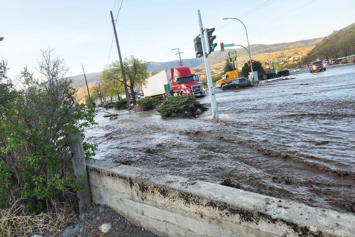 Flooding is impacting travel through Cache Creek, as seen here May 2. (Sheila Olson photo)