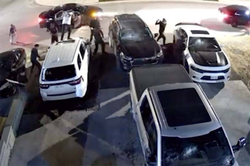 Video footage captured about a dozen suspects smashing vehicles April 29 on an Abbotsford property. (Screengrab from video)