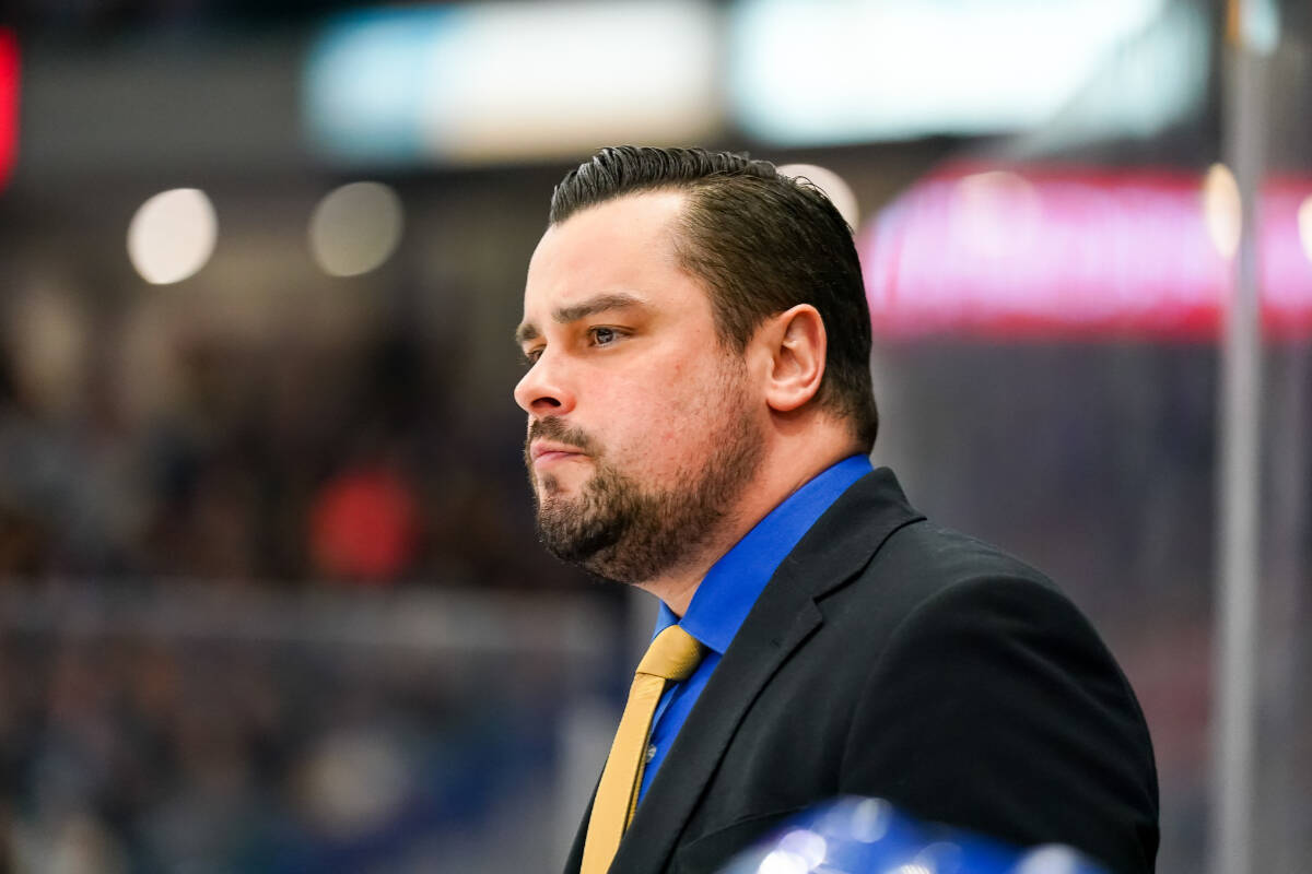 Brennan Sonne, head coach of the Saskatoon Blades, was declared the WHL Coach of the Year for the 2022-23 season. (Steve Hiscock - Saskatoon Blades/Special to The News)