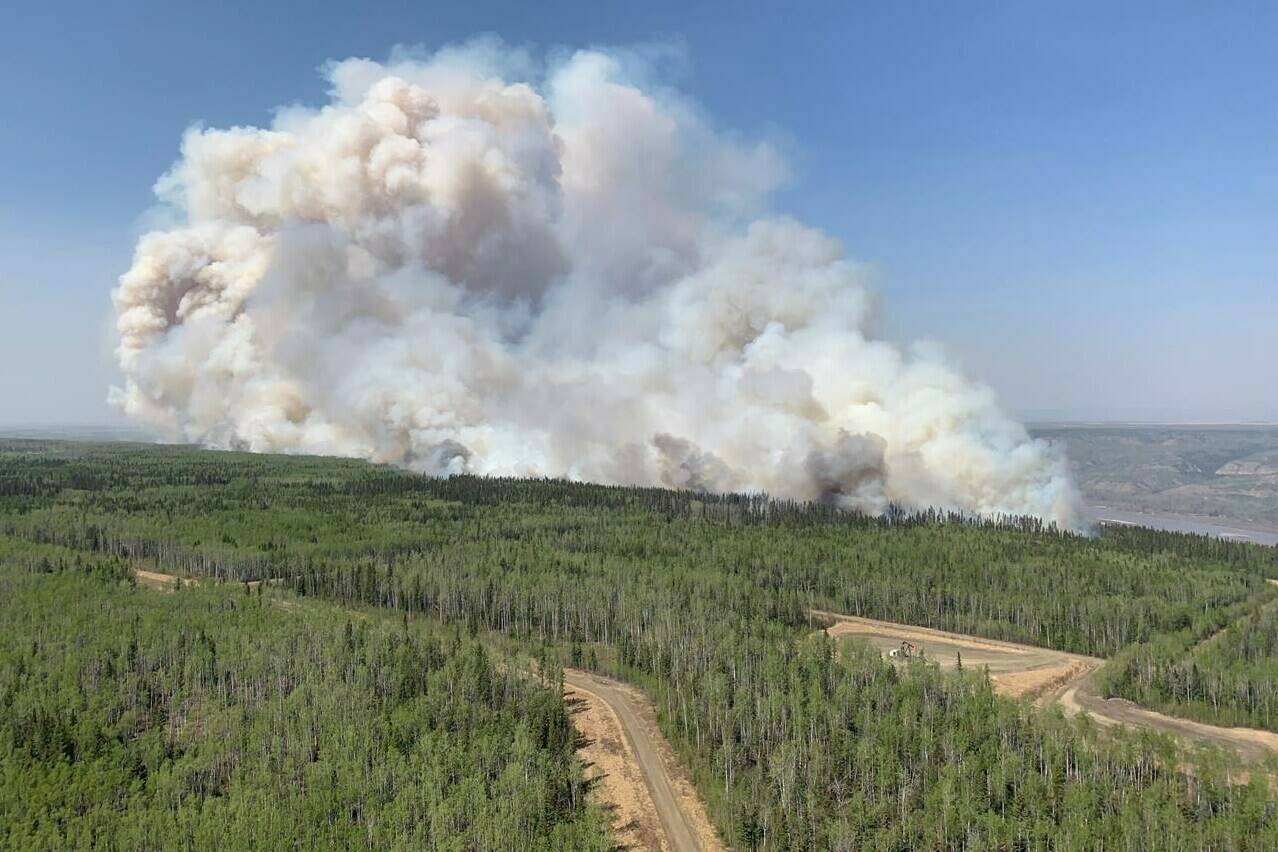 A wildfire burns a section of forest in the Grande Prairie district of Alberta in a May 6, 2023, handout photo. THE CANADIAN PRESS/HO-Government of Alberta Fire Service