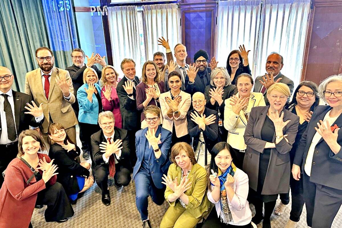 NDP MLAs from across the province show off their painted nails in support of 8-year-old Shemar Williams of Prince Rupert’s SD 52, who had his nail polish removed by his Grade 2 teacher, which his parents allege was inappropriate behaviour. (Photo: Supplied)