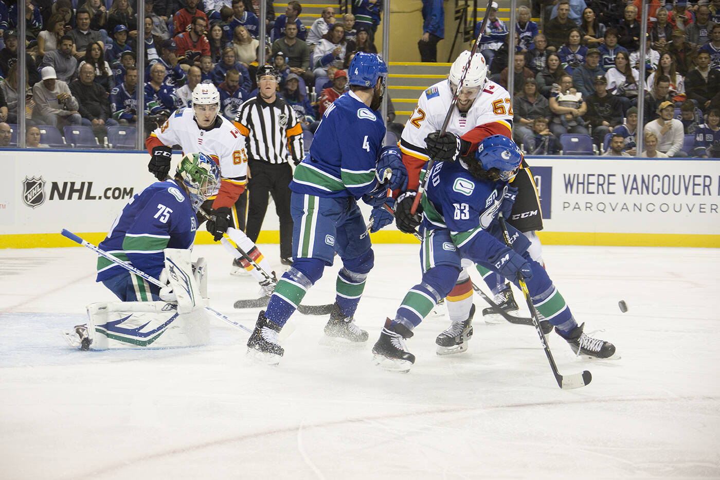 The Calgary Flames came out on top against the Vancouver Canucks in pre-season action in Victoria at the Save-On-Foods Memorial Centre back in 2019. (Black Press Media file photo)