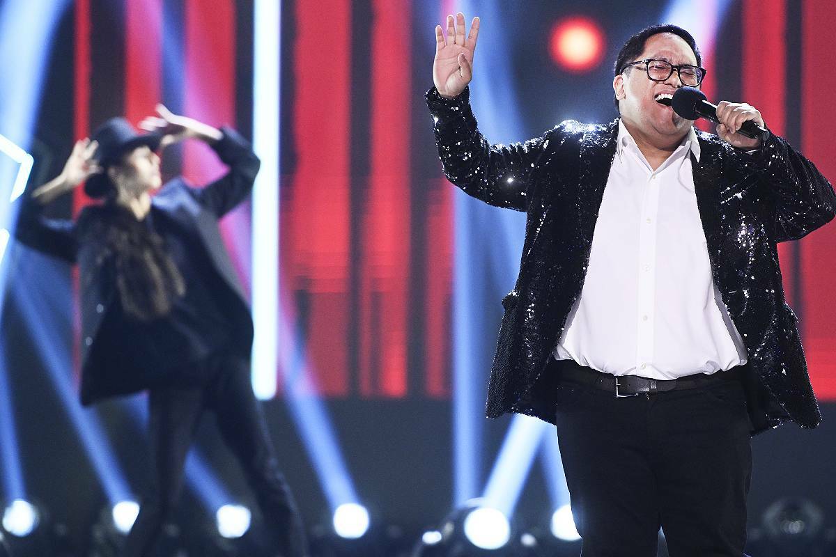 Lantzville singer Raymond Salgado during the May 9 semi-final performances of ‘Canada’s Got Talent.’ Salgado will return to the show as a finalist on Tuesday, May 16. (Photo credit: Jag Gundu/Canada’s Got Talent)