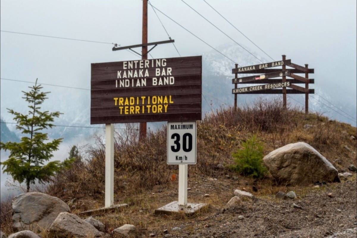 Kanaka Bar Indian Band in Lytton is among the recipients of funding through the Indigenous Food Systems and Agriculture Partnership Program. It is distributing more than $1.1 million to 15 First Nations projects designed to improve food security and food sovereignty. (Black Press Media file photo)
Kanaka Bar Indian Band in Lytton is among the recipients of funding through the Indigenous Food Systems and Agriculture Partnership Program. It is distributing more than $1.1 million to 15 First Nations projects designed to improve food security and food sovereignty. Kanaka Bar Indian Band sign, no date. (Black Press Media file photo)